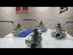 1000WOG Tiga-Way Stainless Steel Ball Valve Tipe T / L Tipe BSP Dan NPT Threaded Ball Valve
